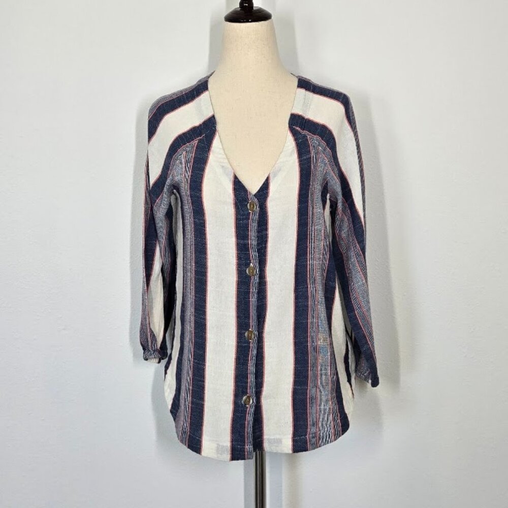 CLOTH & STONE by ANTHROPOLOGIE stripes button down blouse Sz S - Picture 2 of 9